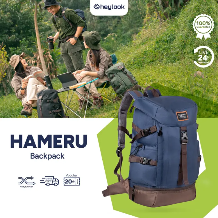 HEYLOOK Official - Tas Ransel Gunung HAMERU Backpack Carrier Hiking Camping Outdoor 40L Tas Travelling Tas Travel Tas Backpacker Tas Mudik Tas Pulkam Tas Pulang Kampung