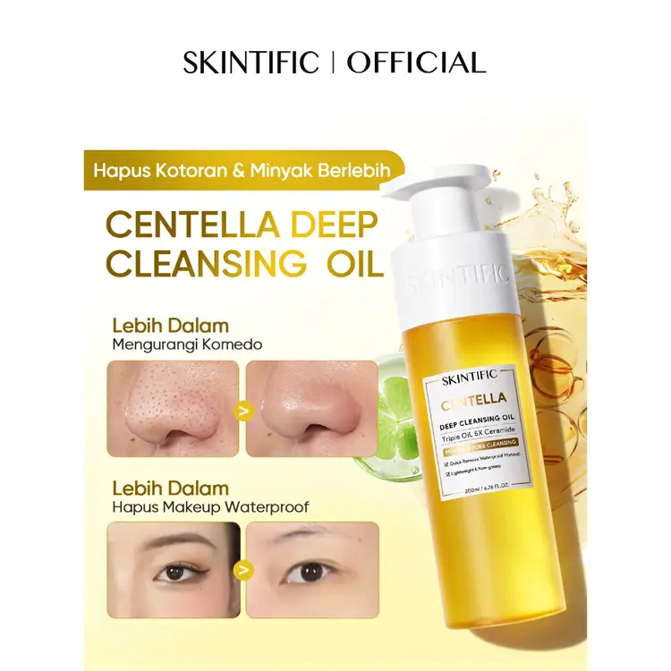 [New Launch!]SKINTIFlC - Centella Deep Cleansing Oil 200ml | oil cleanser micellar water mugwort pembersih wajah Penghapus make up riasan lembut tanpa iritasi Menghapus riasan tahan air dengan cepat dan menyegarkan pembersih muka cleansing balm