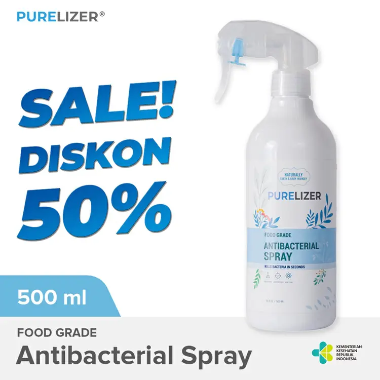 PURELIZER AntiBacterial Spray 500ml Food Grade Antiseptik Spray Disinfektan