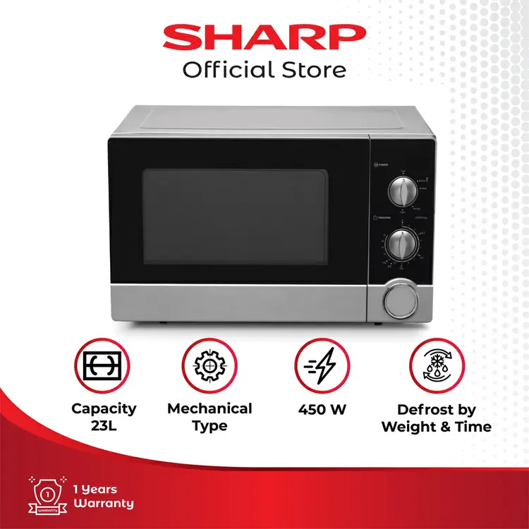 Sharp Microwave R-21D0(S)IN 23l - Hitam/Silver