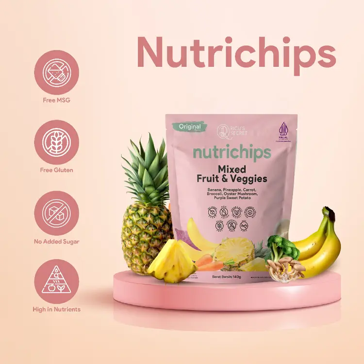 RICU'S SECRET Nutrichips Original - Snack Cemilan Sehat Keripik Buah & Sayur Mix