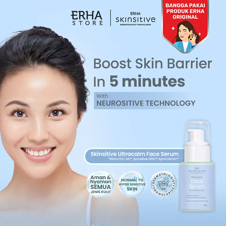 ERHA Skinsitive Ultracalm Face Serum 30g - Serum untuk kulit sensitif