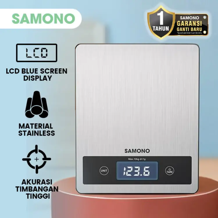 SAMONO Kitchen Electronic Scale 10 Kg Timbangan Dapur Digital Portable Garansi 1 Tahun SW-KS03