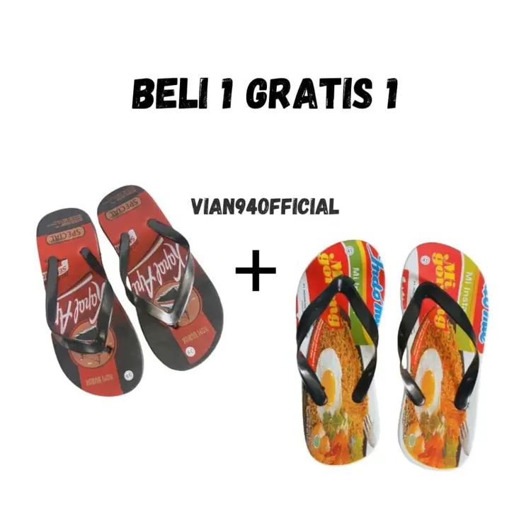 Promo Beli 1 Gratis 1 Sandal Jepit Pria Motif Kapal Api Gilus Mix Torabika Duo Abc Susu Coca Cola Indomie Goreng Terlaris