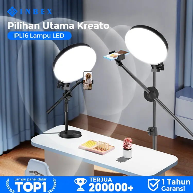 【✨Pilihan Utama Kreator】INBEX IPL16 IPL26 26CM Lampu Panel Ring Light konten kreator Besar Food Shooting Video Livestreaming Portabel Lighting Studio Tingg 3 Warna