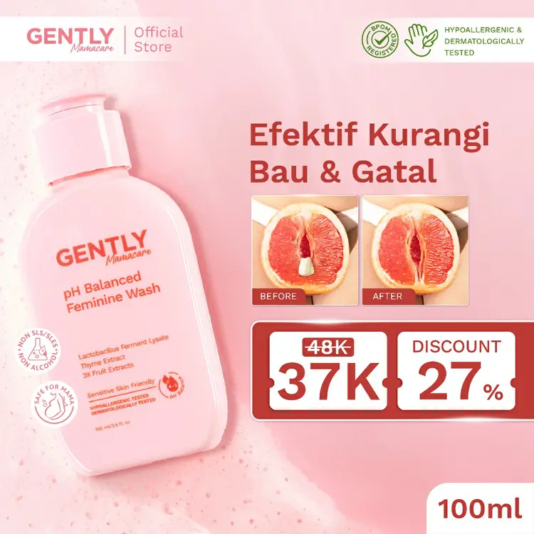 GENTLY Mamacare pH Balanced Feminine Wash Fruit Series with 3x Fruit Extract - Pembersih Kewanitaan untuk Mengurangi dari Bau, Gatal, dan Keputihan
