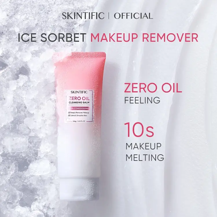 SKINTIFIC - Zero Oil Cleansing Balm 100ml | Pembersih Cleanser Makeup Sekali Bersih Total Tanpa Residu Tidak Menyumbat Pori Tidak Membuat Jerawat Aman untuk Kulit Sensitif Non-Comedogenic Make Up Remover Cleansing Oil Balm with Algae Extract