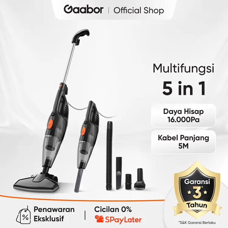 Gaabor Vacuum Cleaner Penyedot Debu Multifungsi 5 in 1 Low Watt Kapasitas 1.5L