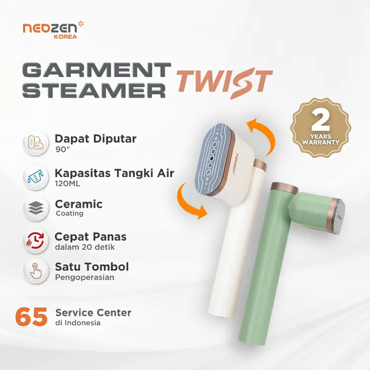 Neozen Garment Steamer Twist  - Setrika Uap Mini Travel Portable Steam Iron Multifungsi Low Watt