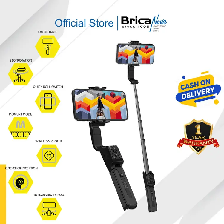 Brica BSteady Q - B-Steady Q - Selfie Smart Gimbal Stabilizer - Black - BSQ