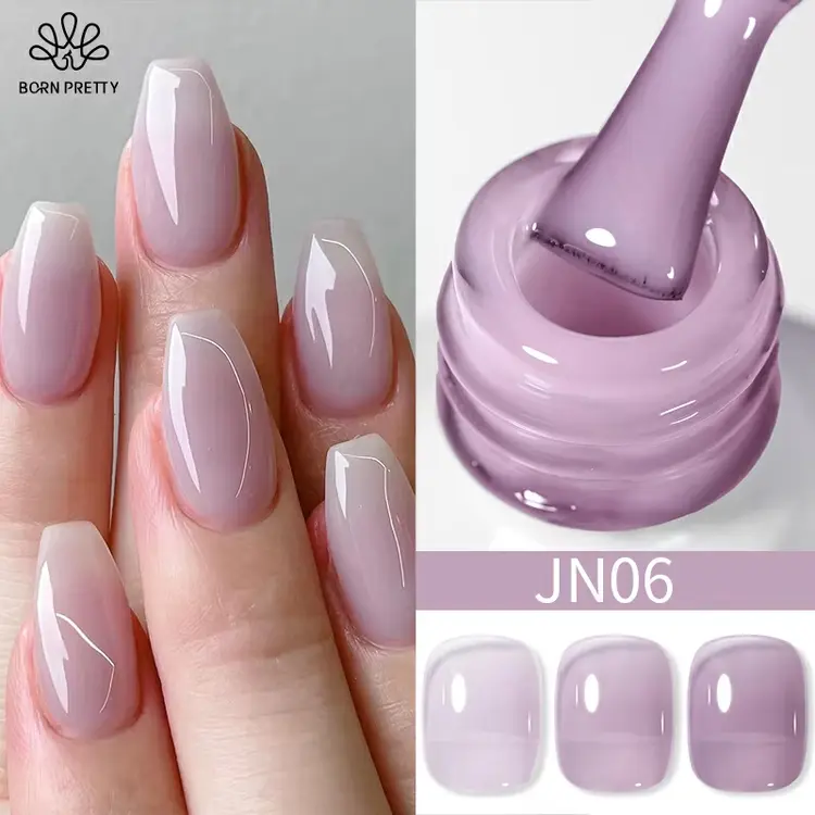 BORN PRETTY Warna Kutek Gel Purple Jelly Nude Gel Nail Polish 10ml Translucent Clear Gel Polish French Manicure Milky Natural Transparent Gel BPOM