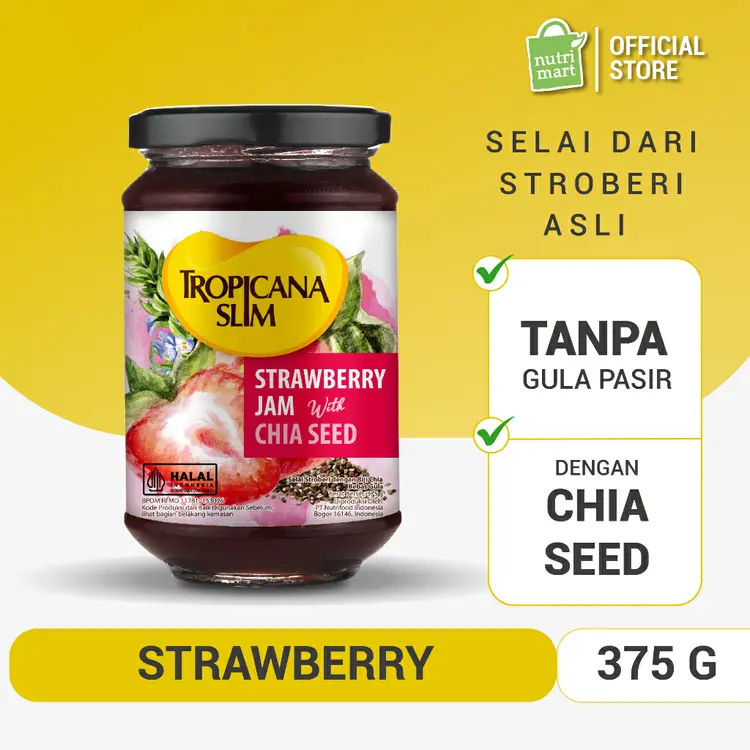 Tropicana Slim Strawberry Jam 375 g - Selai Stroberi Bebas Gula
