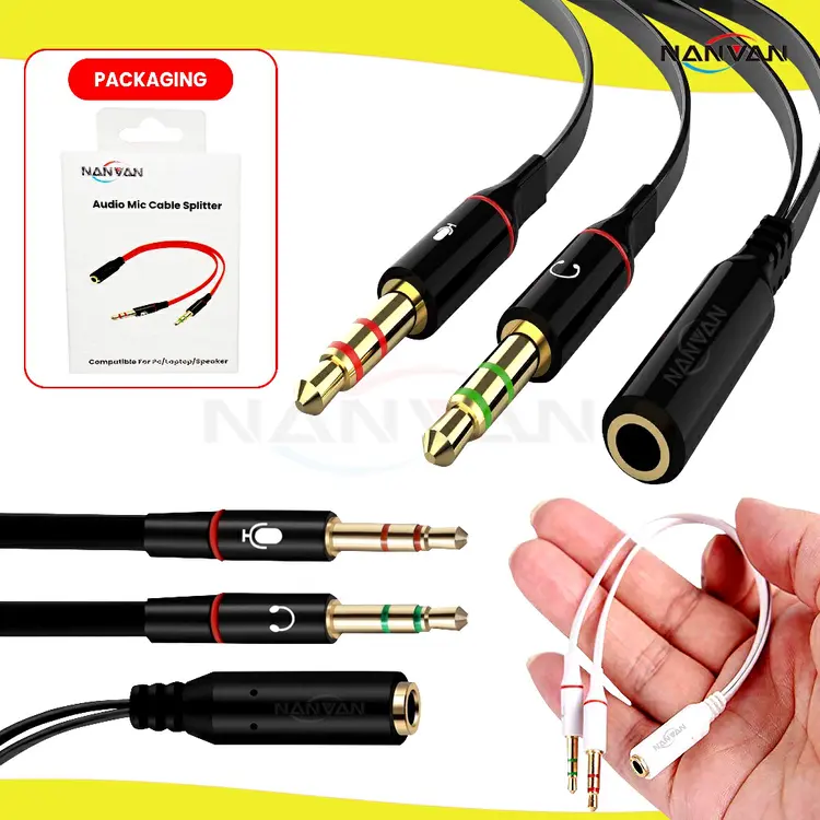 NANVAN Kabel Audio Mic Gaming Splitter For Pc Speaker/laptop/Headphone Mobile