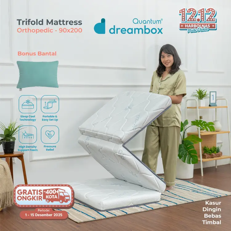 Kasur Lipat 3 Dingin Dreambox | Cooling Trifold Mattress | Rebonded Orthopedic