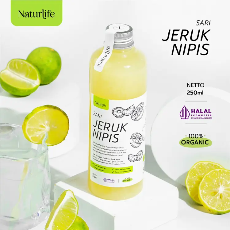 SARI JERUK NIPIS 250ML MURNI ASLI 100% PERAS NATURLIFE GELAS PANORAMA / AIR JERUK NIPIS MURNI ASLI 100% / LIME JUICE MURNI JUS / NUTRIFARM DARI BUMI BEORGANIK SAFIYA