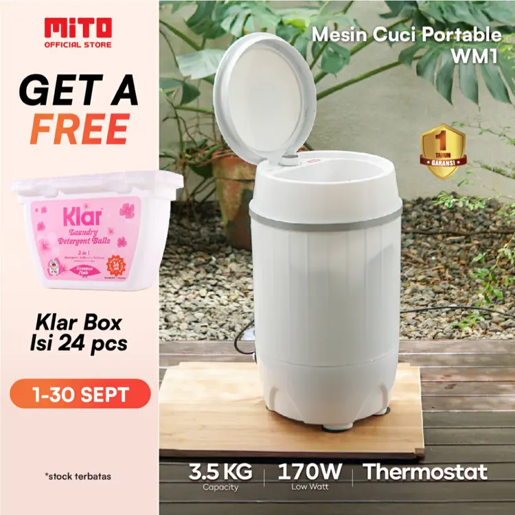 MITO Washing Machine Mesin Cuci Portable 3.5 Kg WM1 Original