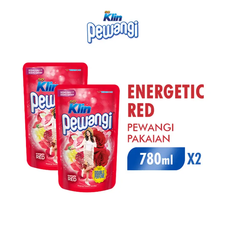Soklin Pewangi Pakaian Energetic Red Pouch 780 ml x2