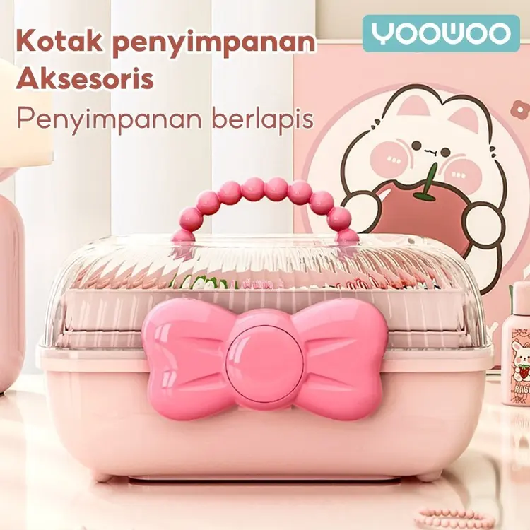 YooWoo - Storage Pita 3 tingkat / box penyimpanan ikat rambut dan aksesoris lainnya