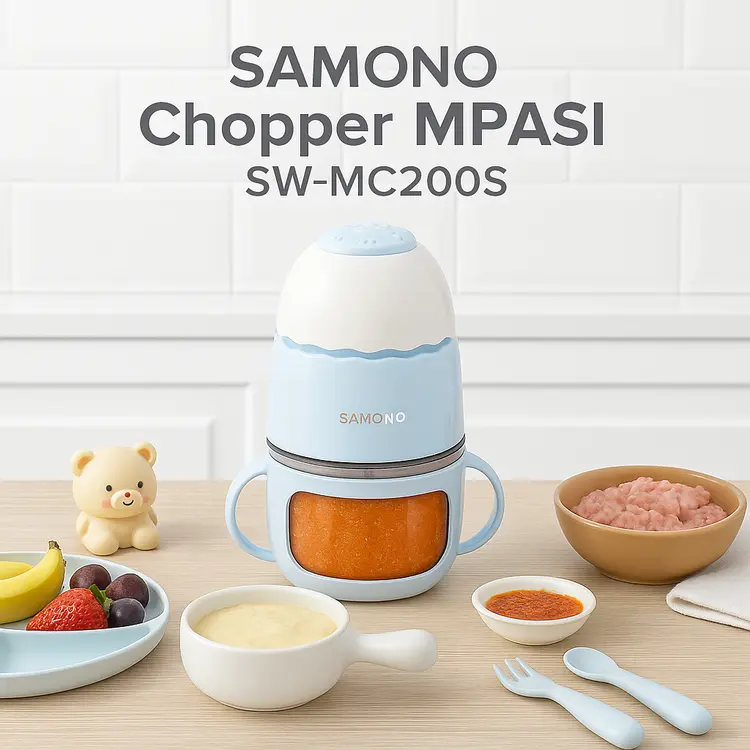 SAMONO Chopper MPASI Makanan Bayi Baby Food Baby Maker Wadah Kaca 300ml Food Grade 200 watt 8 Mata Pisau Stainless Blender MPASI Garansi 1 Tahun SW-MC200S Original