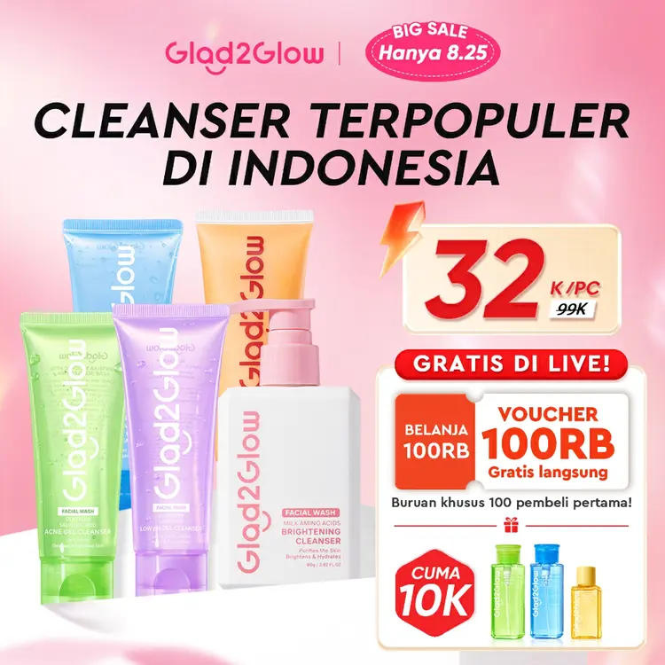 Glad2Glow Facial Cleanser Series-Facial Wash Low PH Gel Centella Mencerahkan Pencerah Wajah Anti Jerawat Penuaan Hilangkan Flek & Tenangkan face wash Pembersih Wajah Membersihkan kotoran dan minyak Menjaga pelindung kulit Mengobati g2glow official store