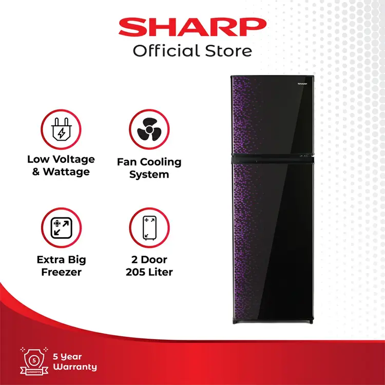 Sharp Kulkas 2 Pintu SJ-236MG-GB SHINE Magneglas Series 187L