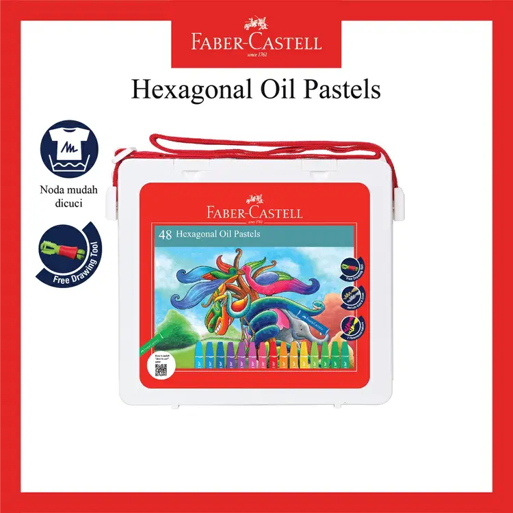 Crayon Faber Castell Hexagonal Oil Pastel 48 Warna / Free Perpect Drawing Tools
