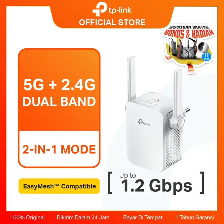 TP-Link RE305 | AC1200 WiFi 5 Extender | Penguat Sinyal | Repeater | Dual Band | Mesh | Access Point