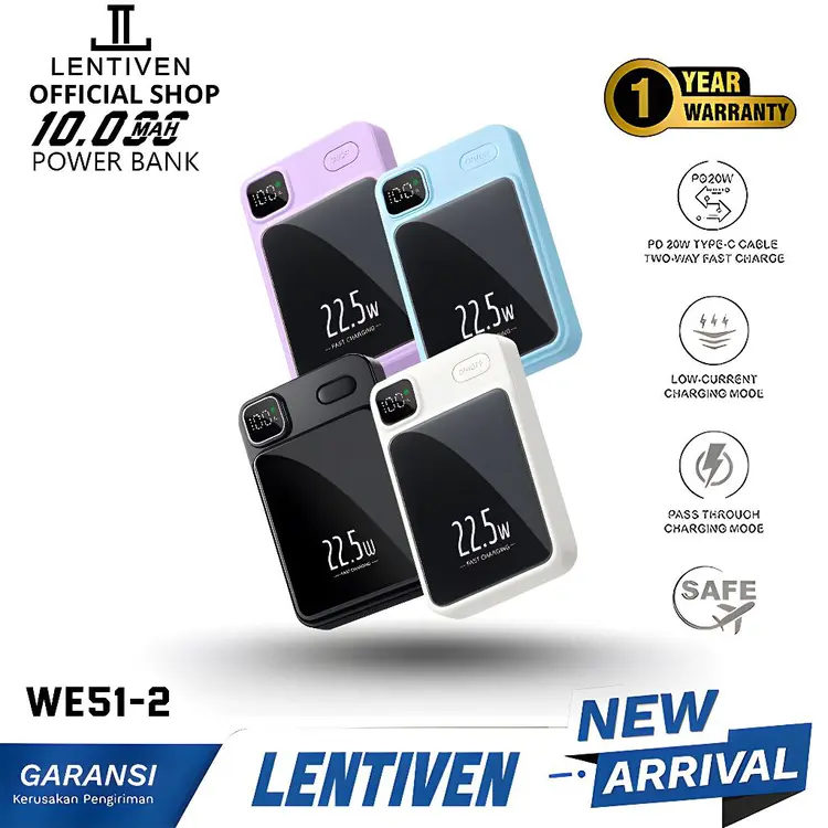 LENTIVEN Wireless Powerbank 10000Mah Mini Fast Charging Magsafe Magnetic 20W IPHONE GARANSI 1 TAHUN WE51-2