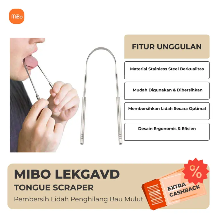 Mibo LEKGAVD Tongue Scraper – Pembersih Lidah Penghilang Bau Mulut Efektif