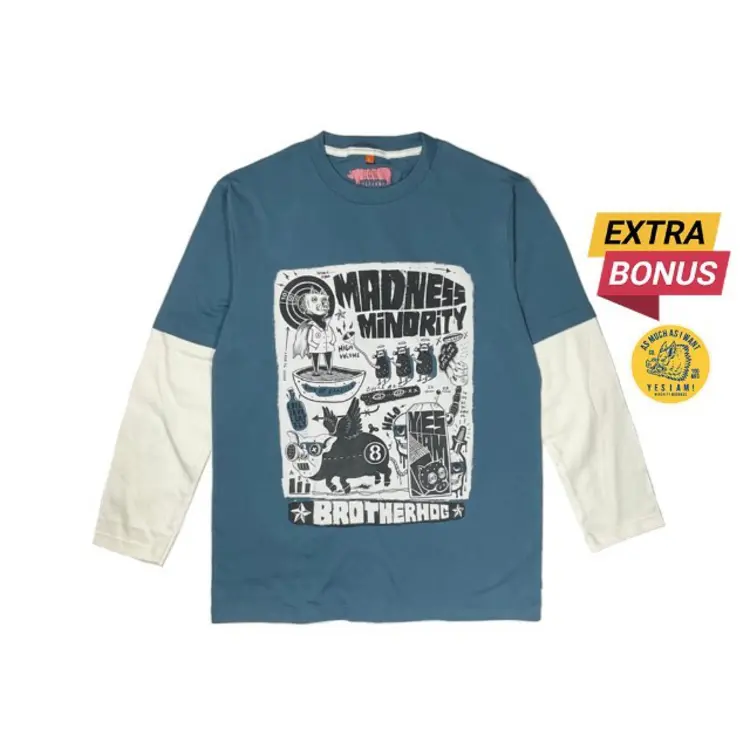 Yes I Am - Brotherhog Kaos Biru Skena Lengan Panjang Double Layer 