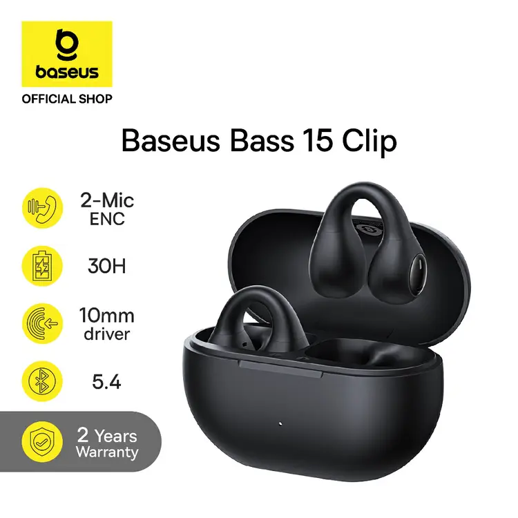 Baseus TWS Bowie 15 Clip Open-Ear OWS Ear Clip Earphones Headset Bluetooth 5.4 TWS Sport dan Kerja