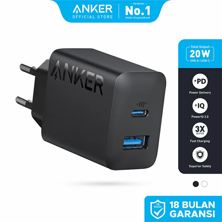 Anker Wall Charger PowerPort 20W Dual Port - A2348