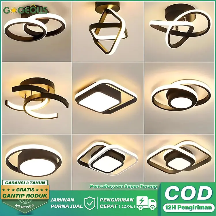 3 Warna Lampu Lorong Plafon LED Ceiling Light Lampu Hias Rumah Ruang Tamu Kamar Minimalis Tempat Lampu Plafon LED Ceiling lamp 36W Ruang Tamu Kamar Minimalis Tempat Lampu