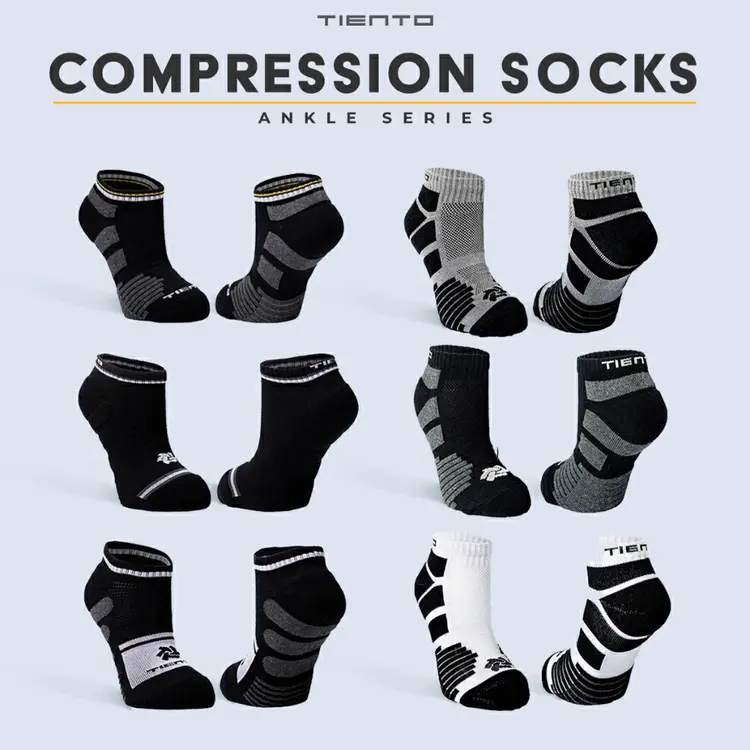 Tiento Compression Socks Kaos Kaki Ketat To Move Short Ankle With Anti Bacterial Technology