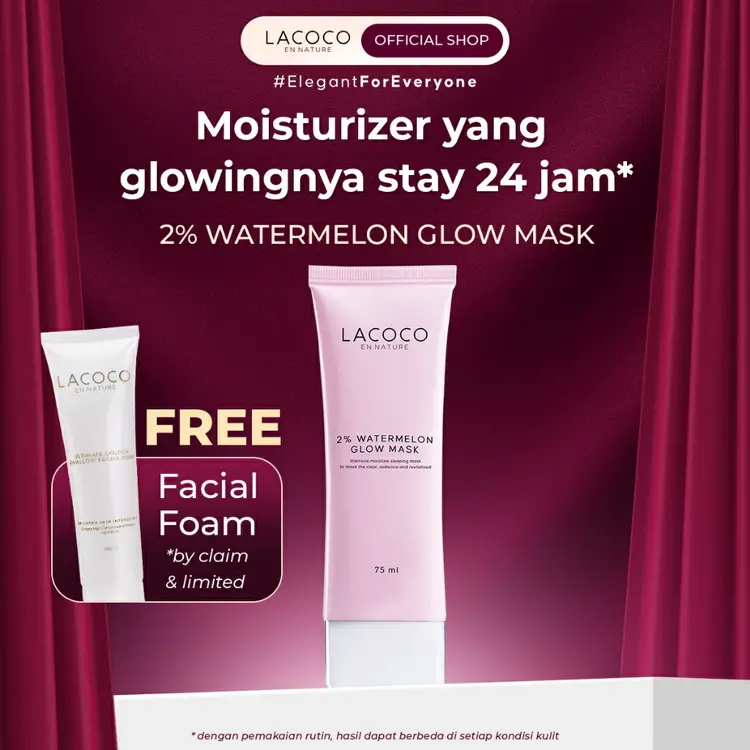 Lacoco 2% Watermelon Glow Mask 75ml - Sleeping Mask/Moisturizer untuk Memberikan Kelembapan dan Mencerahkan