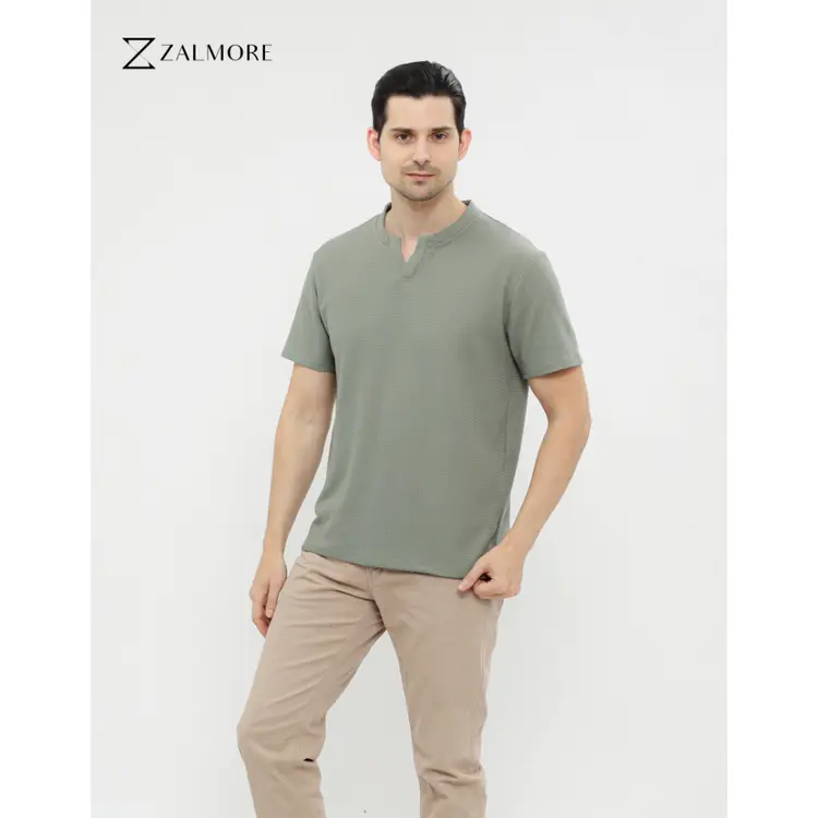 Zalmore Men Vneck Top Premium Waffle