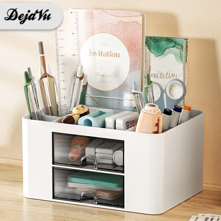 Dejavu Rak Laci Organizer Meja Tempat Penyimpanan Kosmetik Make Up Stoage Remote Tempat Alat Tulis Aksesoris Meja Kantor Plastik HSB687