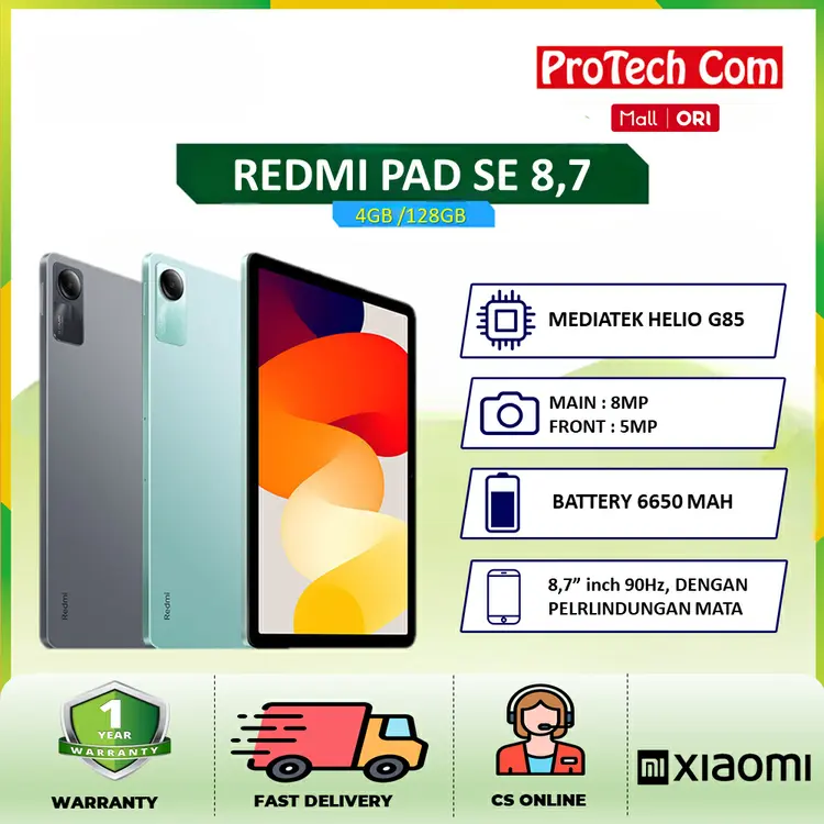 Xiaomi Redmi Pad SE 8.7 (4/128GB) | Layar 8.7" Perlindungan Mata | Refresh Rate 90Hz | Baterai 6650mAh