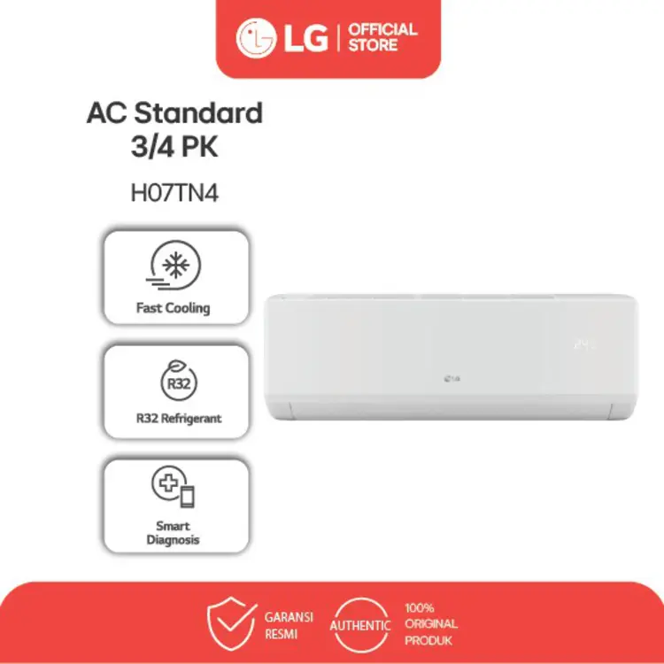 LG Air Conditioner / AC 3/4pk - New Hercules - Turbo Cooling Auto Swing Ramah Lingkungan Daya Rendah | H07TN4