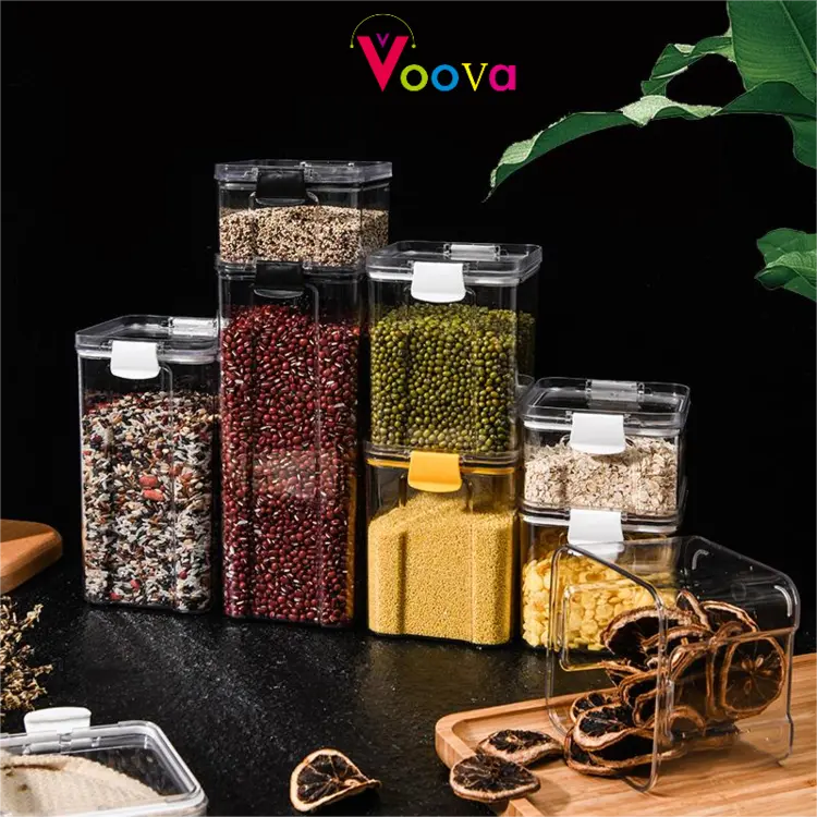VOOVA Toples Kotak Snack Kedap Udara Penyimpanan Bening Cereal Kontainer Makanan Food Storage Jar Container