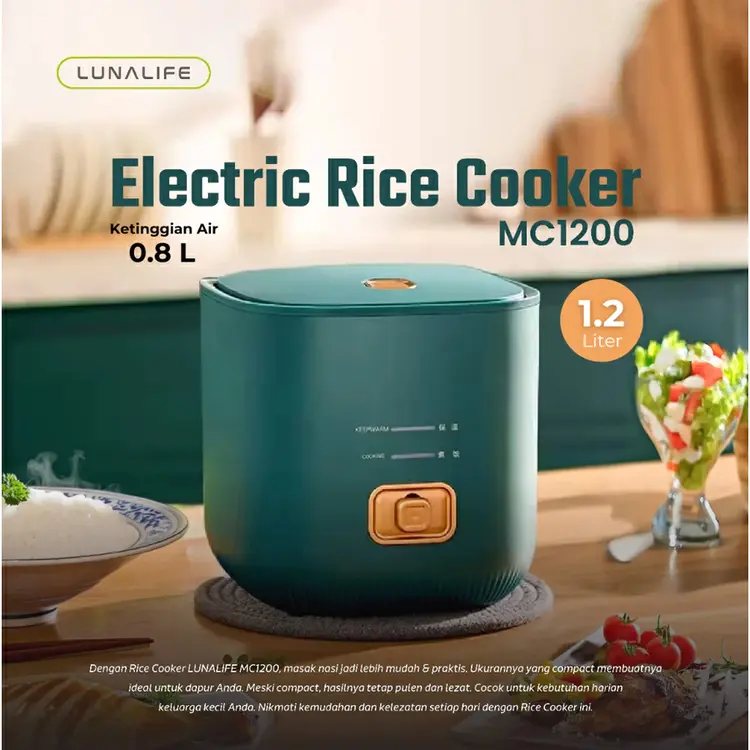 [Tokopapatta Exclusive] LUNALIFE Mini Rice Cooker 0.8 Liter Portable Magic Com Magic Jar Penanak Nasi 200 Watt