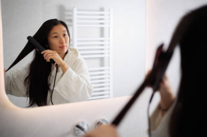 Meluruskan rambut, Perawatan kecantikan di kamar mandi setelah mandi