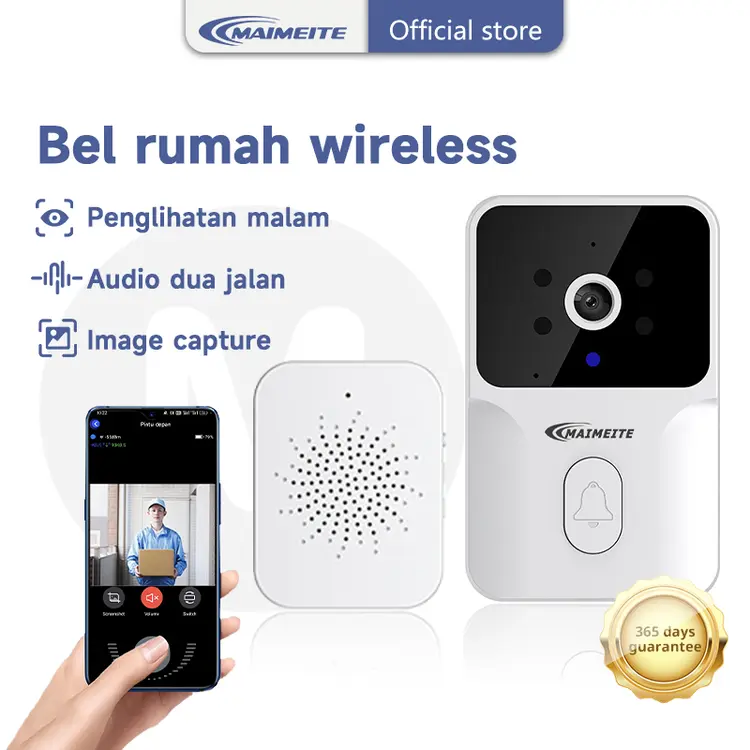 MAIMEITE Bel Rumah Wireless Door Bell Waterproof Kontrol Ponsel Bel pintu visual WIFI