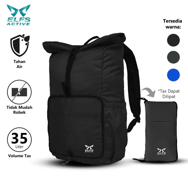 ELFS ACTIVE Foldable Backpack Dive 35 L Waterproof Roll Top Tas Ransel Lipat RD03