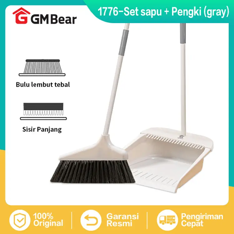 GM Bear Sapu Lantai Pengki Set 1776 - Sapu Lantai Anti Rontok Sapu Pengki Set