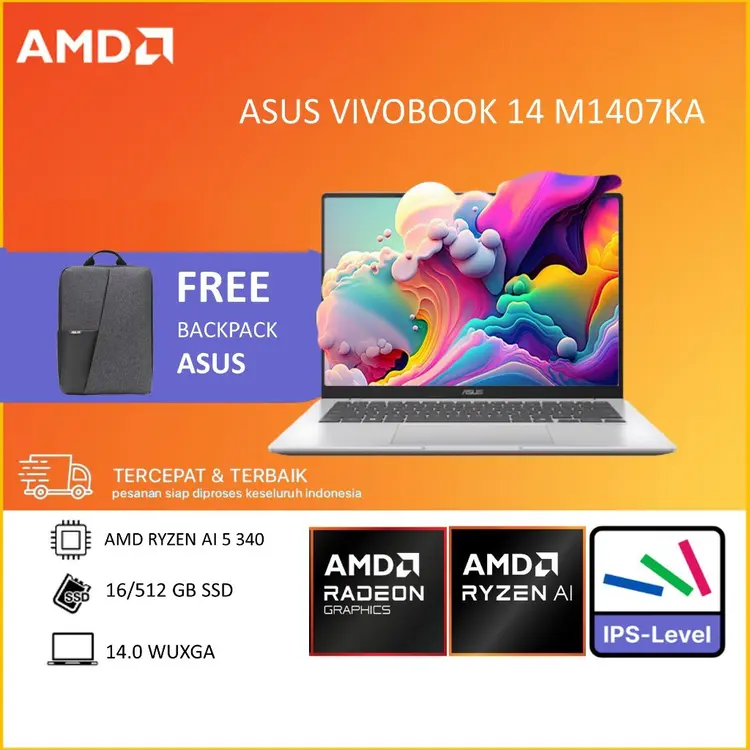 ASUS VIVOBOOK 14 M1407KA RYZEN AI 5 340 RAM 16GB 512GB W11+OHS 14.0WUXGA 