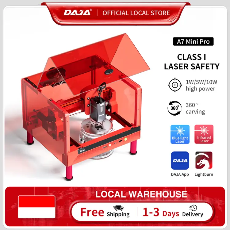 DAJA A7 MiniPRO/Mesin ukiran laser/Peningkatan baru/Cocok untuk kayu, kulit, kertas kraft, logam yang dicat/Percetakan bisnis, kaca, keramik/Kalung/Ukiran tangan DIY