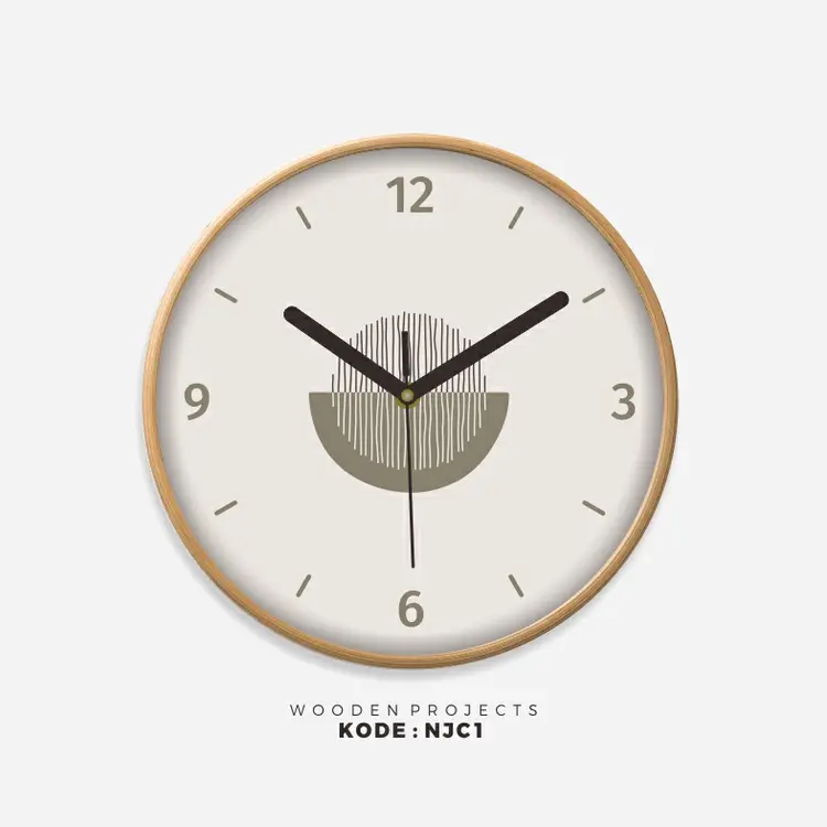 Wooden Projects Jam Dinding Aesthetic Walldecor Motif Kayu Coklat Simple Japandi Style - NJC