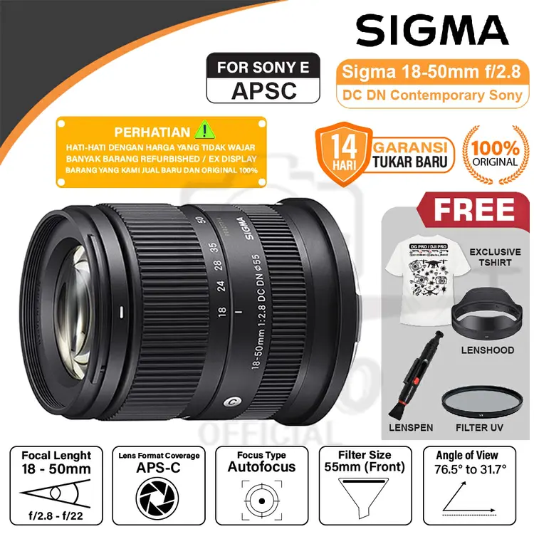 Lensa Sigma 18-50mm f2.8 DC DN Contemporary Lens for Sony E Mount