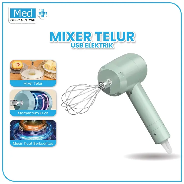Med+ Mixer Telur USB / Hand Mixer Wireless Portabel Tanpa Kabel Pengocok Telur / Adonan Serbaguna